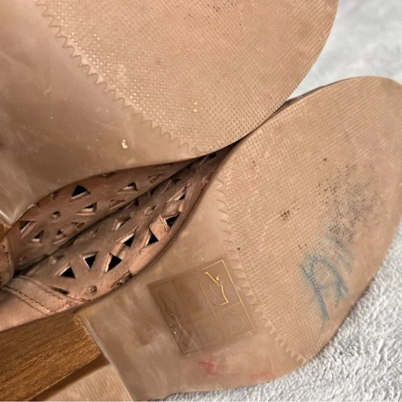 Musse & Cloud Athena Leather Laser Cut Western Ankle Boot Booties Tan Brown 10 - Picture 8 of 17